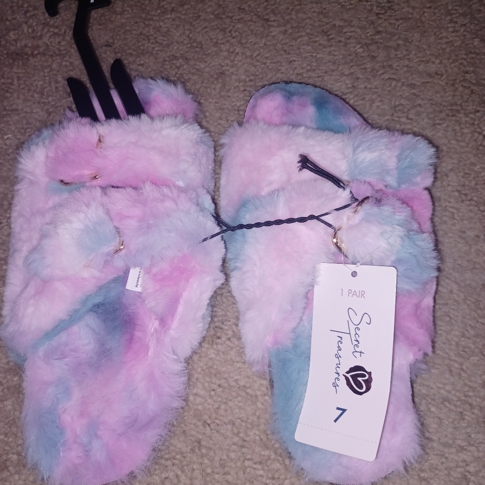 Secret Treasures Pastel Fuzzy Slippers